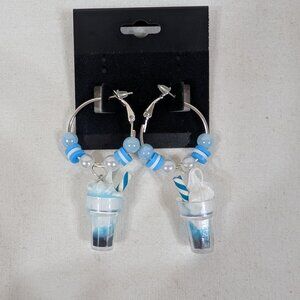 Blue & White Sundae Hoop Earrings